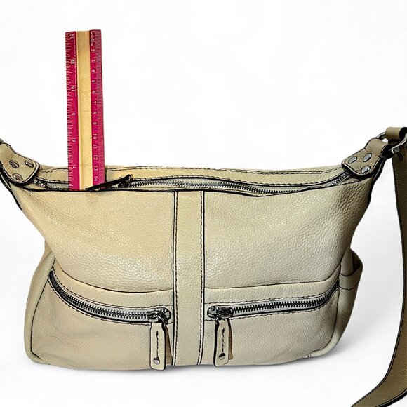 Tignanello Camel Color Leather Purse Crossbody Zipper Closure11 Pockets 3 Inside - Picture 12 of 15